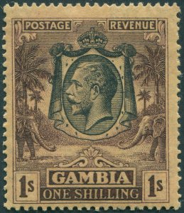 Gambia  1929 1s blackish purple on yellow-buff paper SG134a unused