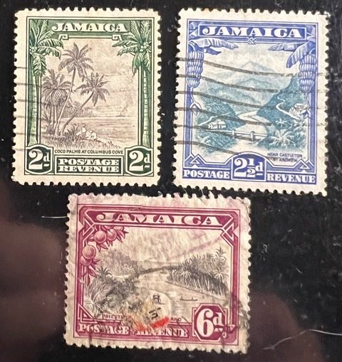 Jamaica Scott# 106-108 F/VF Lot of 3 Used 108 Damaged Cat $9.25