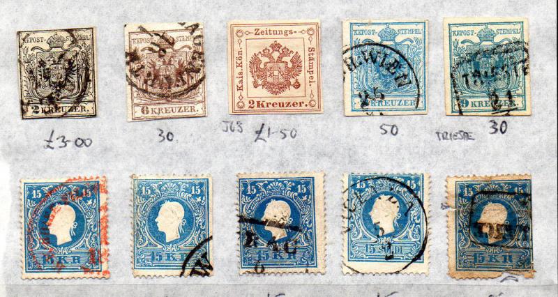 AUSTRIA.  Sampel of old stamps. (10)  L2033-4