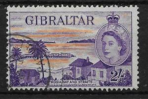 GIBRALTAR SG155 1953 2/= ORANGE & REDDISH-VIOLET USED