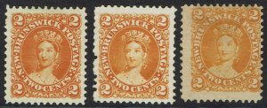 NEW BRUNSWICK 1860 QV CHALON 2C - ALL 3 SHADES NO GUM 