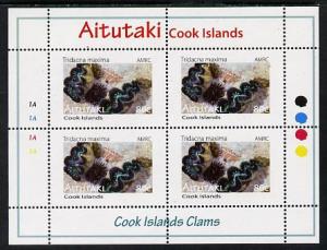 Cook Islands - Aitutaki 2013 Clams #3 perf sheetlet conta...