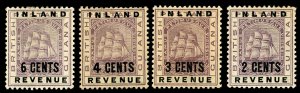 BRITISH GUIANA 113-115 & 118 F-VF/LH Inland Revenue Ovrprnt on Seal of Colony