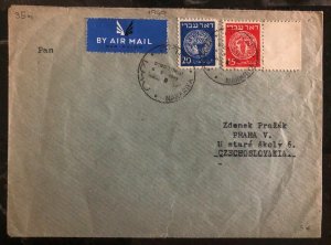 1949 Nahariya Israel Airmail Cover To Prague Czechoslovakia