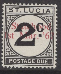 ST.LUCIA SGD11var 1967 UNISSUED 2c POSTAGE DUE OVERPRINTED STATEHOOD IN RED MNH