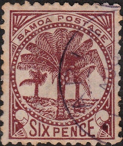 SAMOA - 1895 - SG62 6d brown lake - Very fine used 