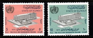 KUWAIT SC# 323-324 WHO : WORLD HEALTH ORG. NEW HEADQUARTER 1966 - MNH