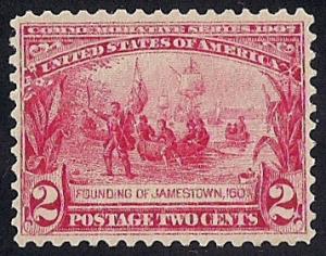 329 2 cent 1907 Jamestown Stamp Mint OG NH EGRADED VF-XF 86