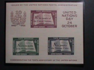 UNITED NATION-1955-SC#38 10TH ANNIVERSARY OF UNITED NATION NY- IMPERF MNH S/S