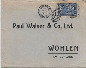 1927 Montreal, Canada to Wohlen, Switzerland solo 12c Confederation (56891)
