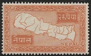 NEPAL 1954 Sc 83  2r Mint H VF, Map of country, cv $17.50