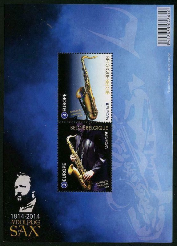 HERRICKSTAMP BELGIUM Sc.# 2704 EUROPA 2014 Saxophone S/S