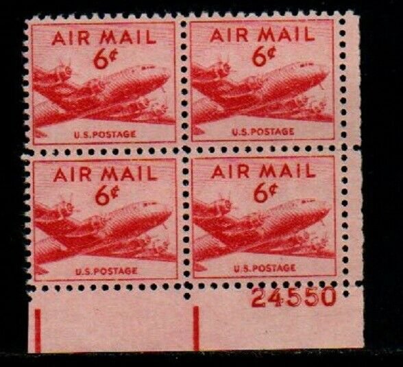 ALLY'S STAMPS US Plate Block Scott #C39 6c Transport Plane [4] MNH [STK]