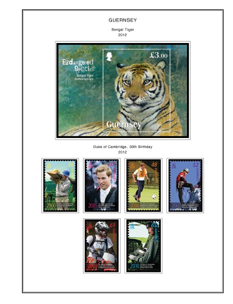 COLOR PRINTED GB GUERNSEY 2011-2020 STAMP ALBUM PAGES (67 illustrated pages)