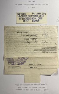 1947 German Egypt Prisoner Of War POW Camp 380 Letter Cover To Bitterfel Germany