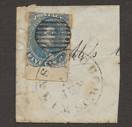 Confederate States #4 Winnsborough SC on piece tied 7 bar Grid