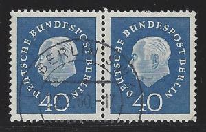 Germany Berlin Scott # 9N168, used, horiz.pair, var. flat press printing