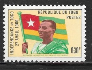 Togo 376: 30c Sylvanus Olympio, President, national flag, MH, VF