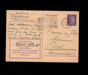 Germany WHW Slogan Hitler Postal Card Deep Purple w/ Der Fuhrer Knows Berlin 3d