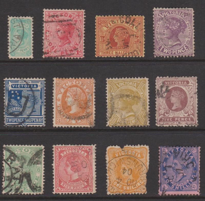 Victoria 1901 Sel to 2/-  Postage Added Sc#193-204 Used 1/- Damaged