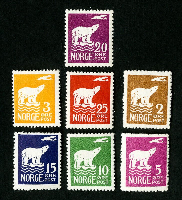 Norway Stamps # 104-110 VF OG NH Rare Catalog Value $180.00