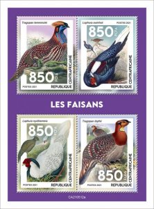 C A R - 2021 - Pheasants - Perf 4v Sheet - Mint Never Hinged