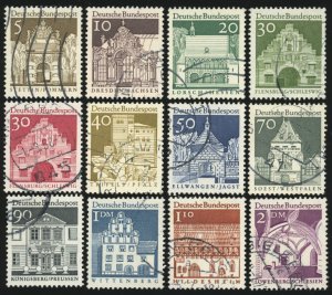 GERMANY Sc 936-43, 945, 947-9, 951 USED - 1966-67 - Architecture Defin.