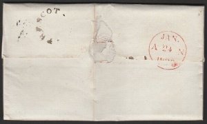 GB 1830 entire letter PRESCOT undated namestamp - to Edinburgh...............903