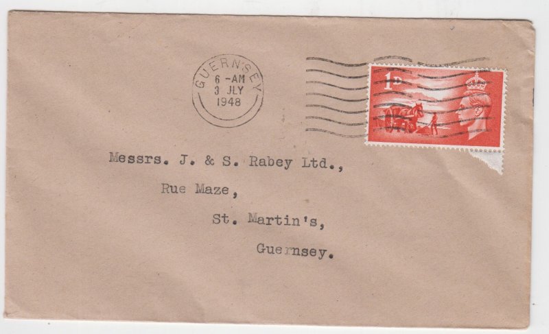 Guernsey 1penny Liberation on commercial cover.