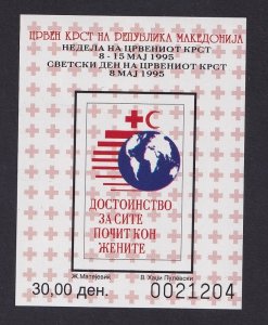 Macedonia #RA70 MNH 1995 postal tax  sheet Red Cross