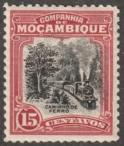 Mozambique Company, Scott#130,  mint, hinged,  15 centavos, Train