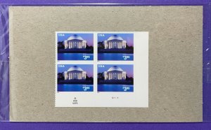 3647 JEFFERSON MEMORIAL MNH USPS Sealed Plate Block of 4 $3.85 Priority Stamps