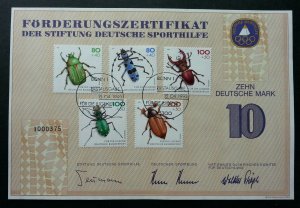 Germany Insects 1993 Bug Beetle (Certificate Sport Sponsorship) *rare