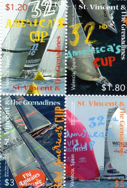 St.Vincent  2008 America's Cup Block of 4 Sc#3604 MNH VF