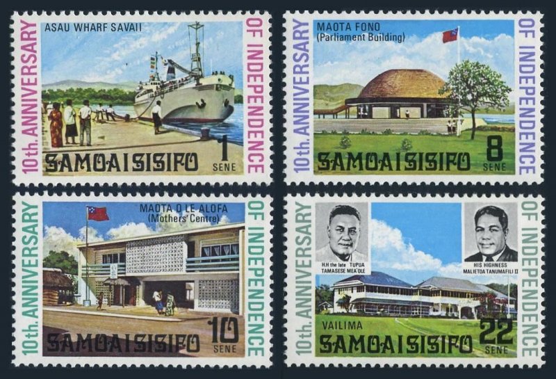 Samoa 357-360, MNH. Michel 249-252. Independence-10, 1972. Asau Wharf, Flag.