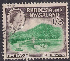 Rhodesia & Nyasaland 1959 - 62 QE2 1/-3d Lake Nyasa Used SG 26 ( H1163 )