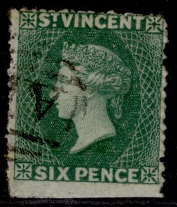 ST. VINCENT QV SG4, 6d deep-green, USED. Cat £20.