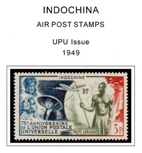 COLOR PRINTED INDOCHINA 1889-1949 STAMP ALBUM PAGES (35 illustrated pages)