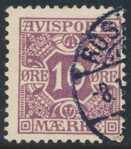 Denmark Scott P4 (AFA AP4), 10ø violet Newspaper, F Used