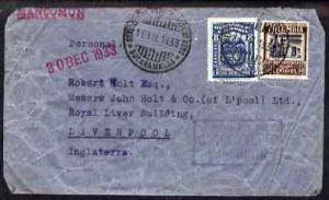 Colombia 1933 Air Mail cover to UK bearing 60c & 8c a...