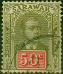 Sarawak 1918 50c Olive-Green & Carmine SG60 Fine Used (3)