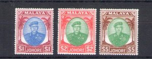 1949-55 Malaysian States - Johore - Stanley Gibbons #145-146-147 - Sultan Sir Ib