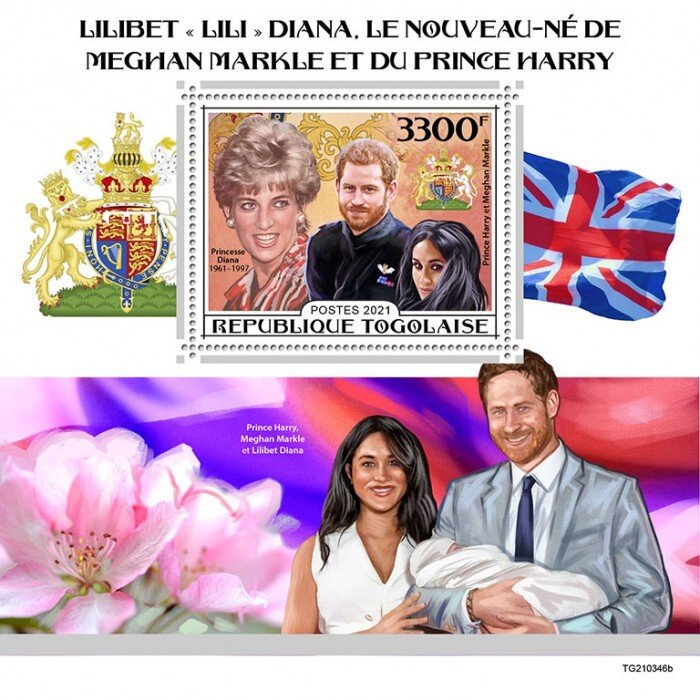 TOGO - 2021 - Lilibeth,  Harry and Meghan - Perf Souv Sheet - Mint Never Hinged