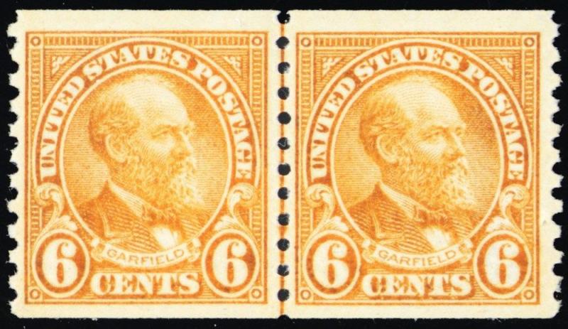 723, Mint XF OG NH 6¢ Coil Line Pair Cat $82.50 - Stuart Katz