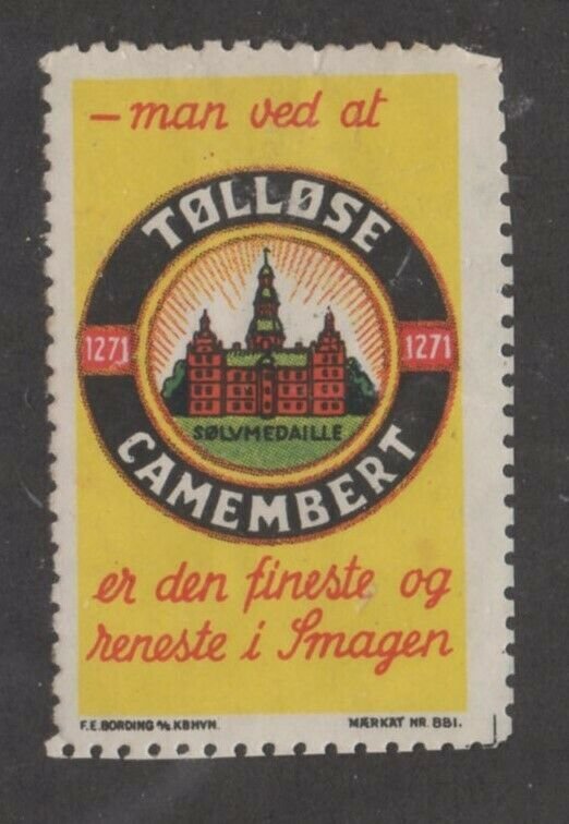 Denmark- Tølløse Camembert Finest & Purest in Taste Advertising Stamp - NG