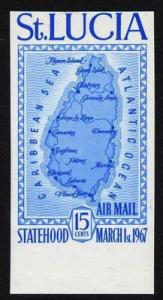 St Lucia C1 Imperf MNH Map, Statehood