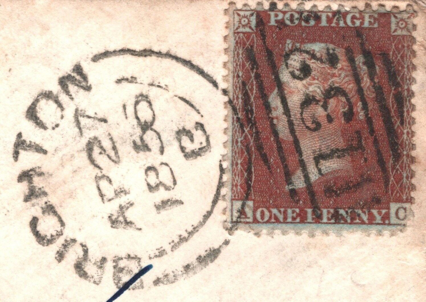 GB SIDEWAYS DUPLEX Sussex Brighton 1d RedBrown SG.29 Cover 1856 Cat £