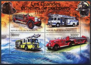 Burundi 2012 MNH Fire Engines Stamps Special Transport American LaFrance 4v M/S