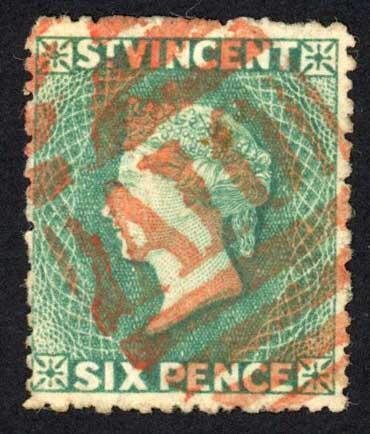 St Vincent SG16 6d Deep Green (Sheet wmk only) Cat 70 pounds 