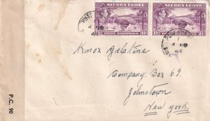 1944 Port Lokko, Sierra Leone to Johnstowne, NY censored (C5887)